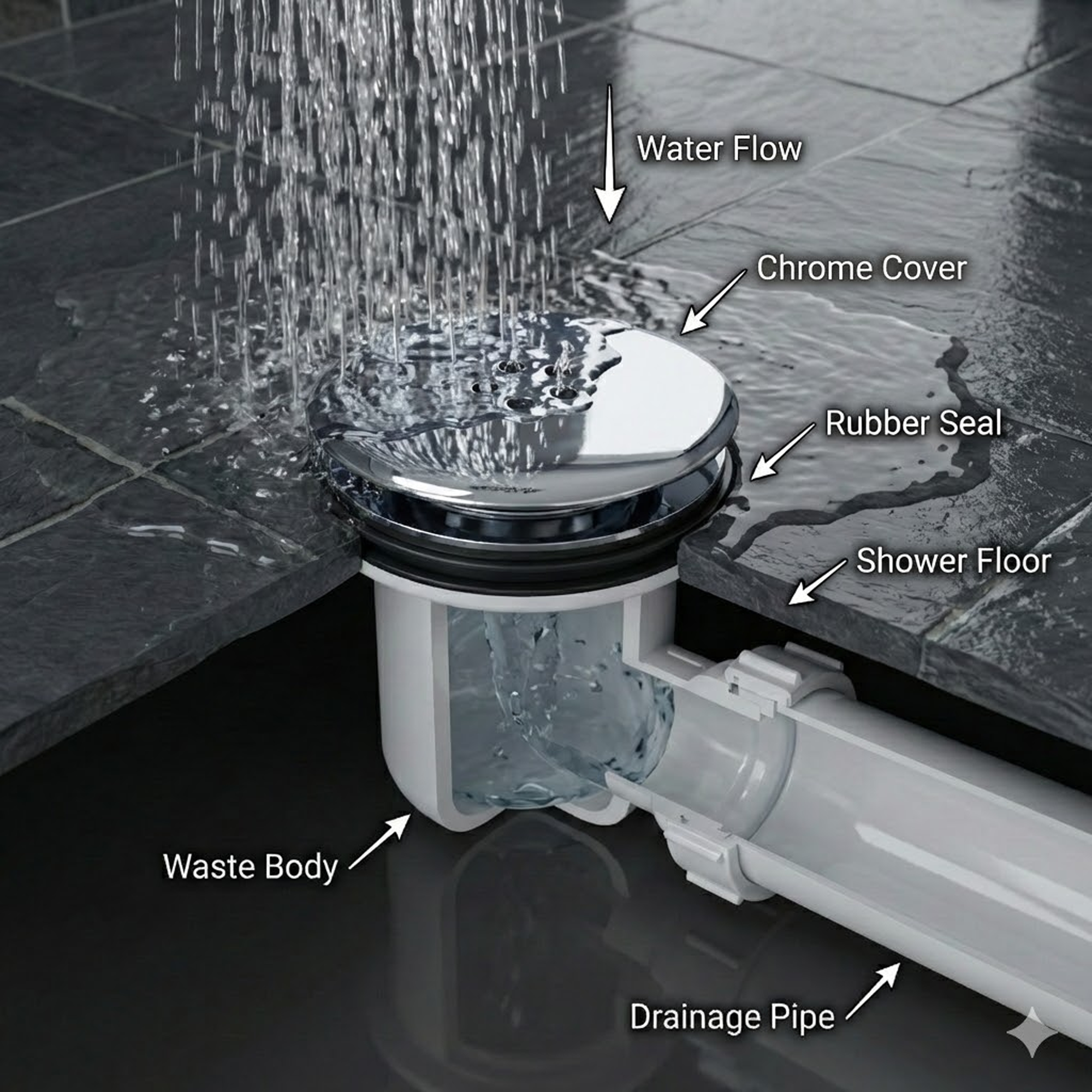 Round Concealed Thermostatic Shower Mixer 2 Dial Twin Head with Valve, Handset & Shower Waste – Chrome