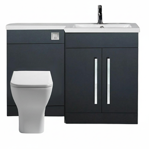 Tana 1100mm Bathroom Vanity Unit Set Basin Sink Toilet WC Right Hand Furniture Storage - Anthracite