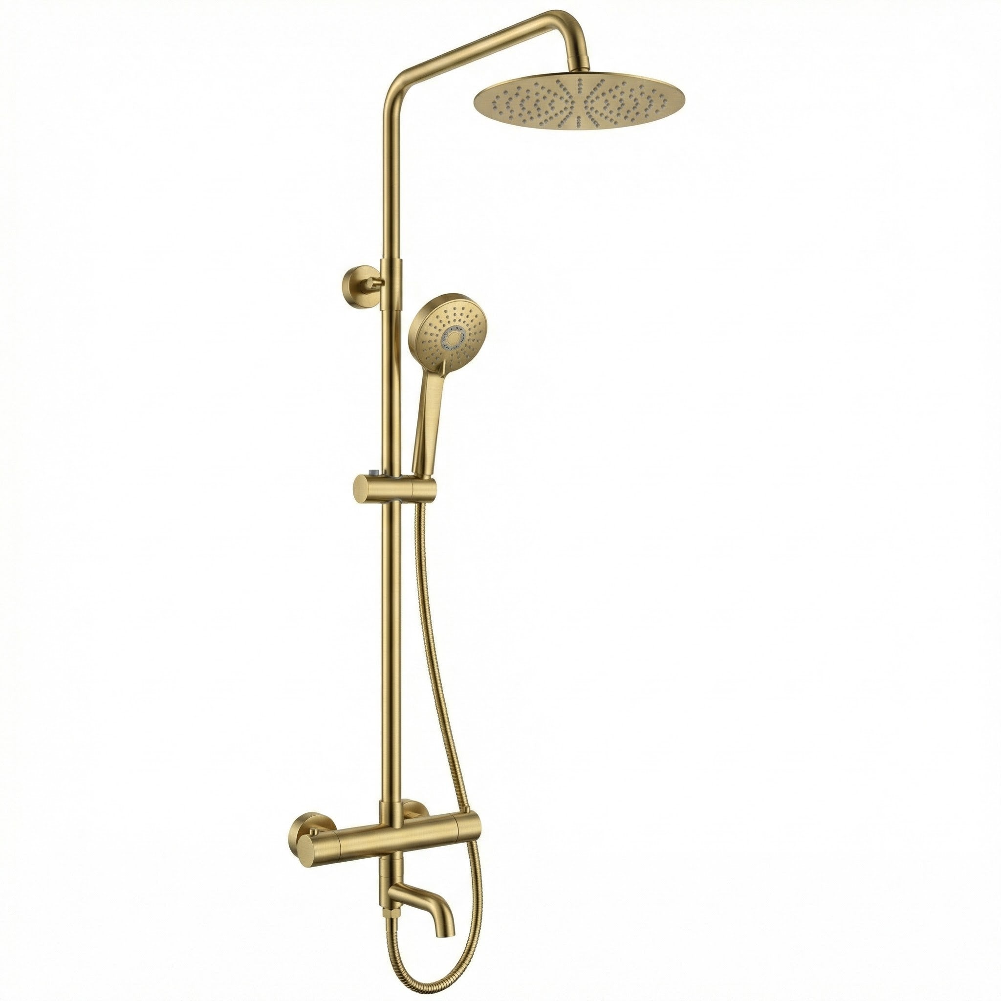 Modern Round Thermostatic Shower with Filler – Brass