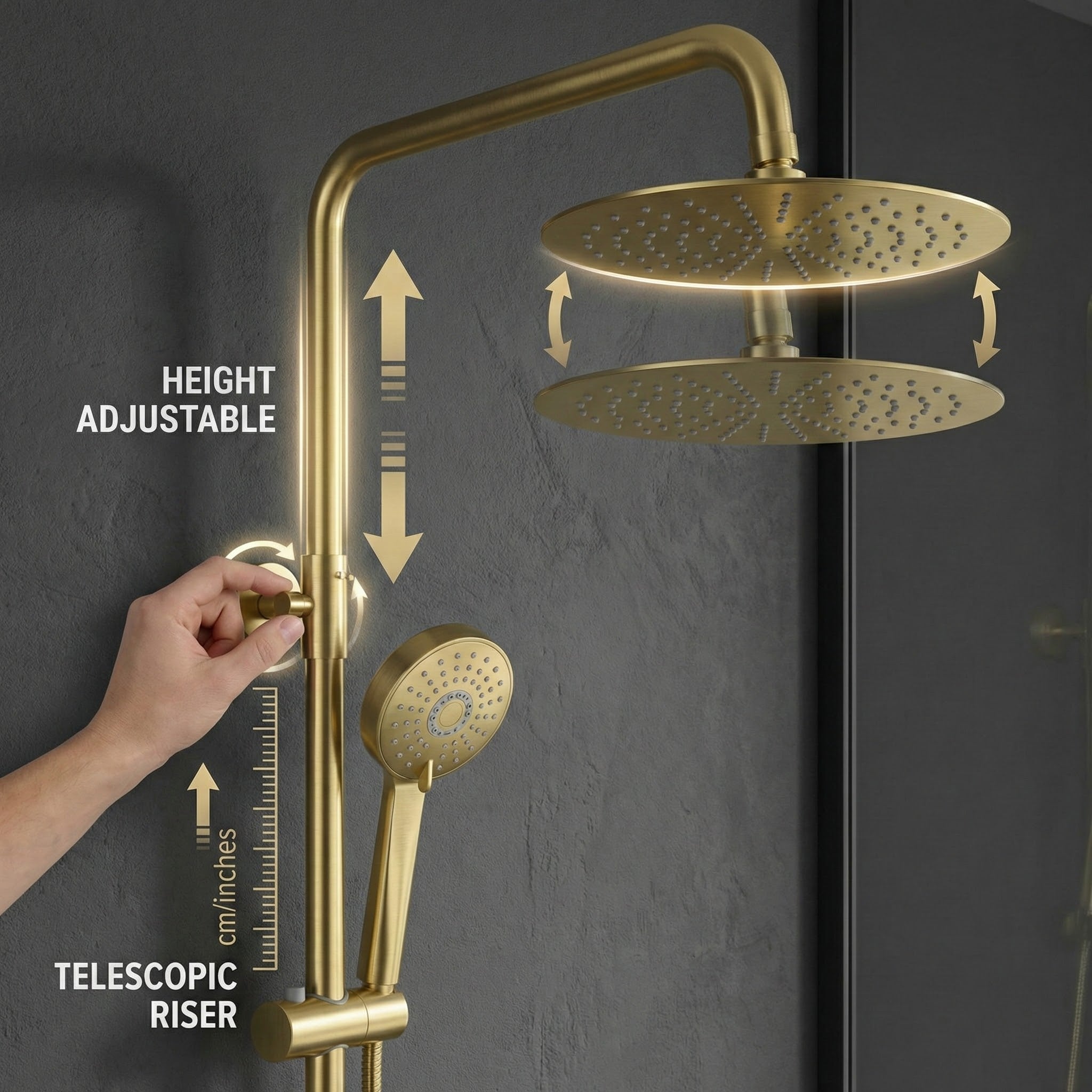Modern Round Thermostatic Shower with Filler – Brass