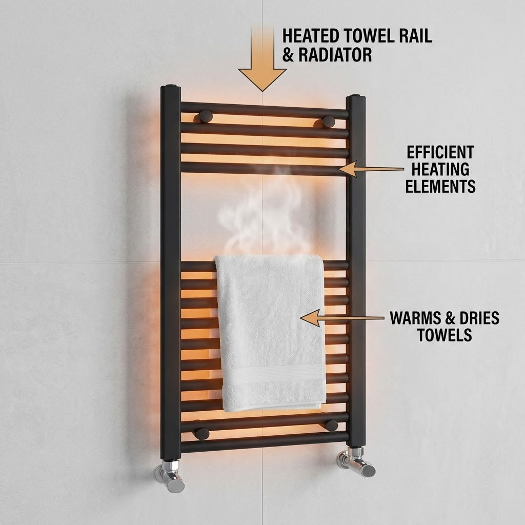 ARKO Black Heated Towel Rail 400x800mm – Wall Mounted Ladder Radiator