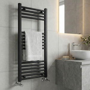 Black Heated Towel Rail 500x1000mm – Wall Mounted Ladder Radiator