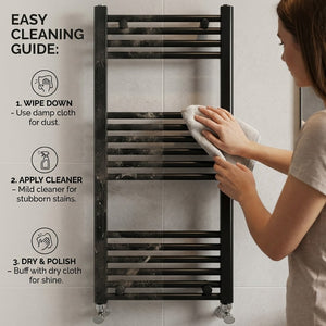 Black Heated Towel Rail 500x1000mm – Wall Mounted Ladder Radiator