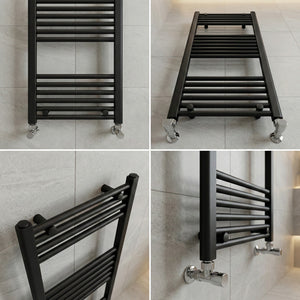 Black Heated Towel Rail 500x1000mm – Wall Mounted Ladder Radiator