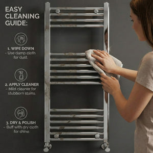 Chrome Heated Towel Rail 600x1200mm – Wall Mounted Ladder Radiator