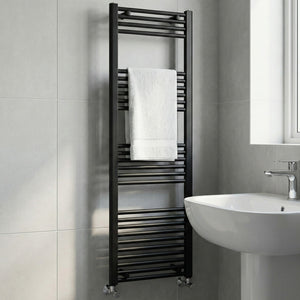 Heated Towel Rail – Matt Black – 500 x 1600mm – Straight Bars