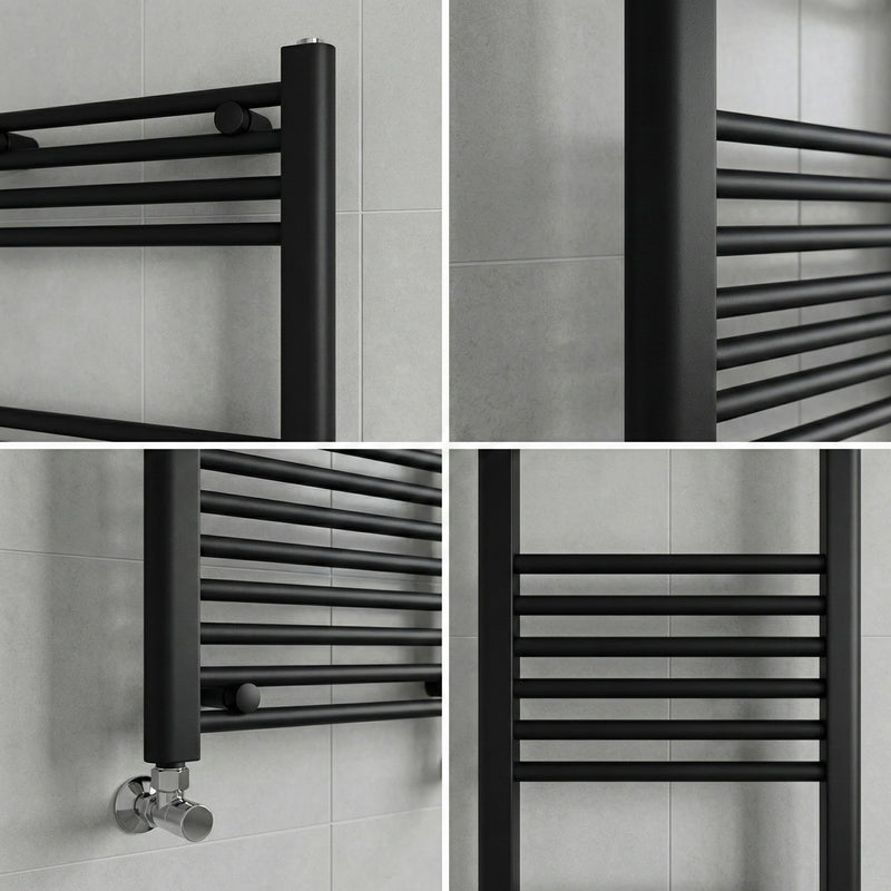 Heated Towel Rail – Matt Black – 500 x 1600mm – Straight Bars