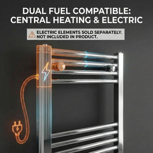 Heated Towel Rail – 500 x 1200mm – Straight Bars – Chrome