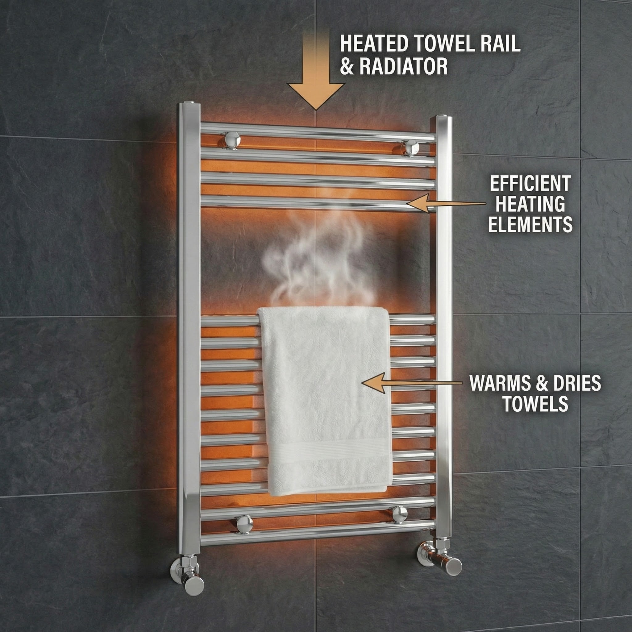 Heated Towel Rail 600x800mm – Wall Mounted Ladder Radiator