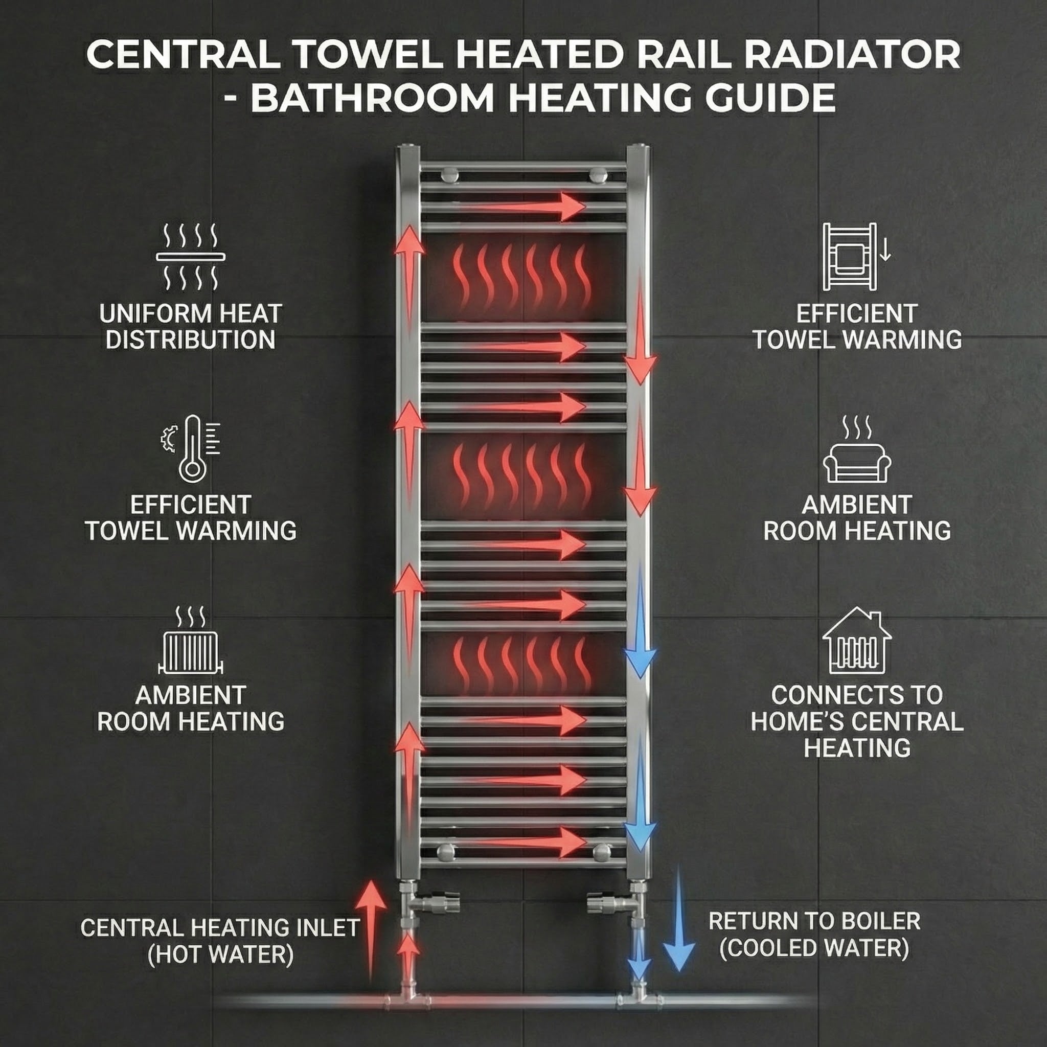 Chrome Heated Towel Rail 400x1600mm – Wall Mounted Ladder Radiator