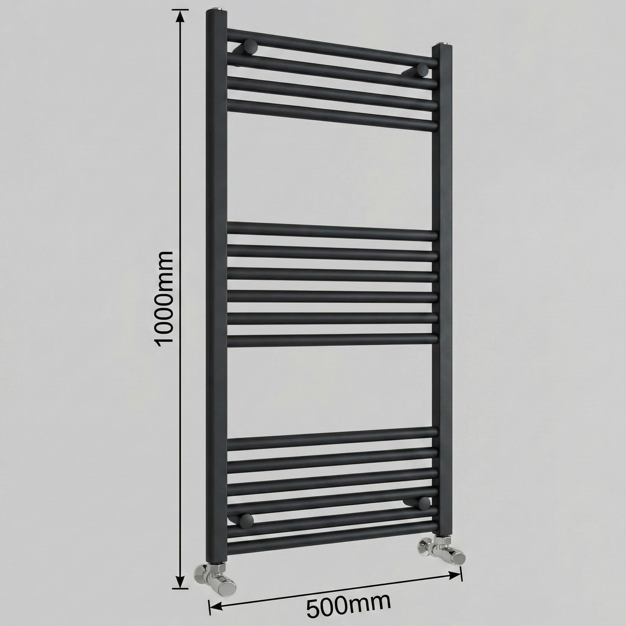 Black Heated Towel Rail 500x1000mm – Wall Mounted Ladder Radiator
