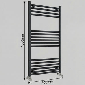 Black Heated Towel Rail 500x1000mm – Wall Mounted Ladder Radiator