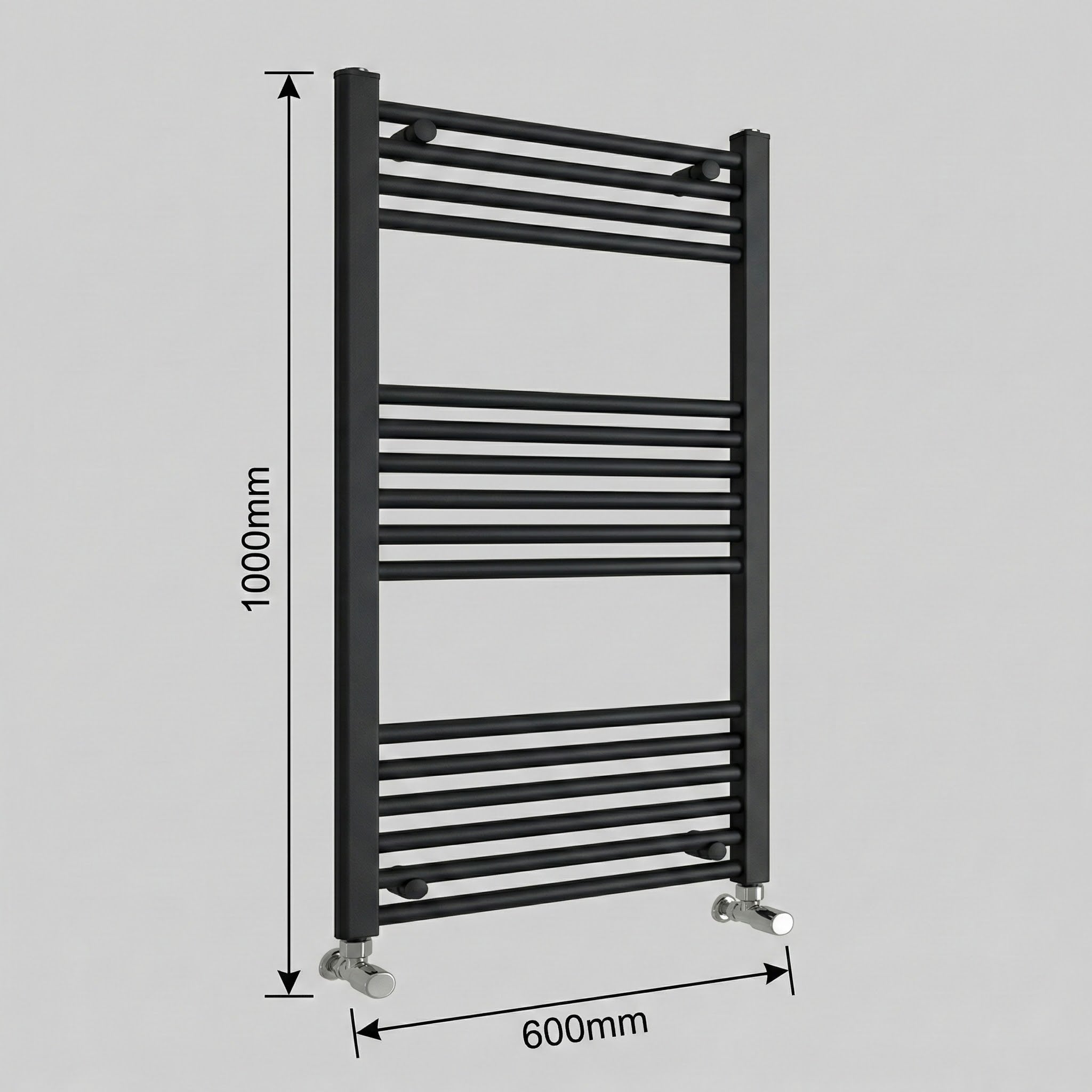 Black Heated Towel Rail 600x1000mm – Wall Mounted Ladder Radiator