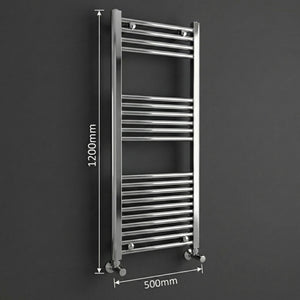Heated Towel Rail – 500 x 1200mm – Straight Bars – Chrome