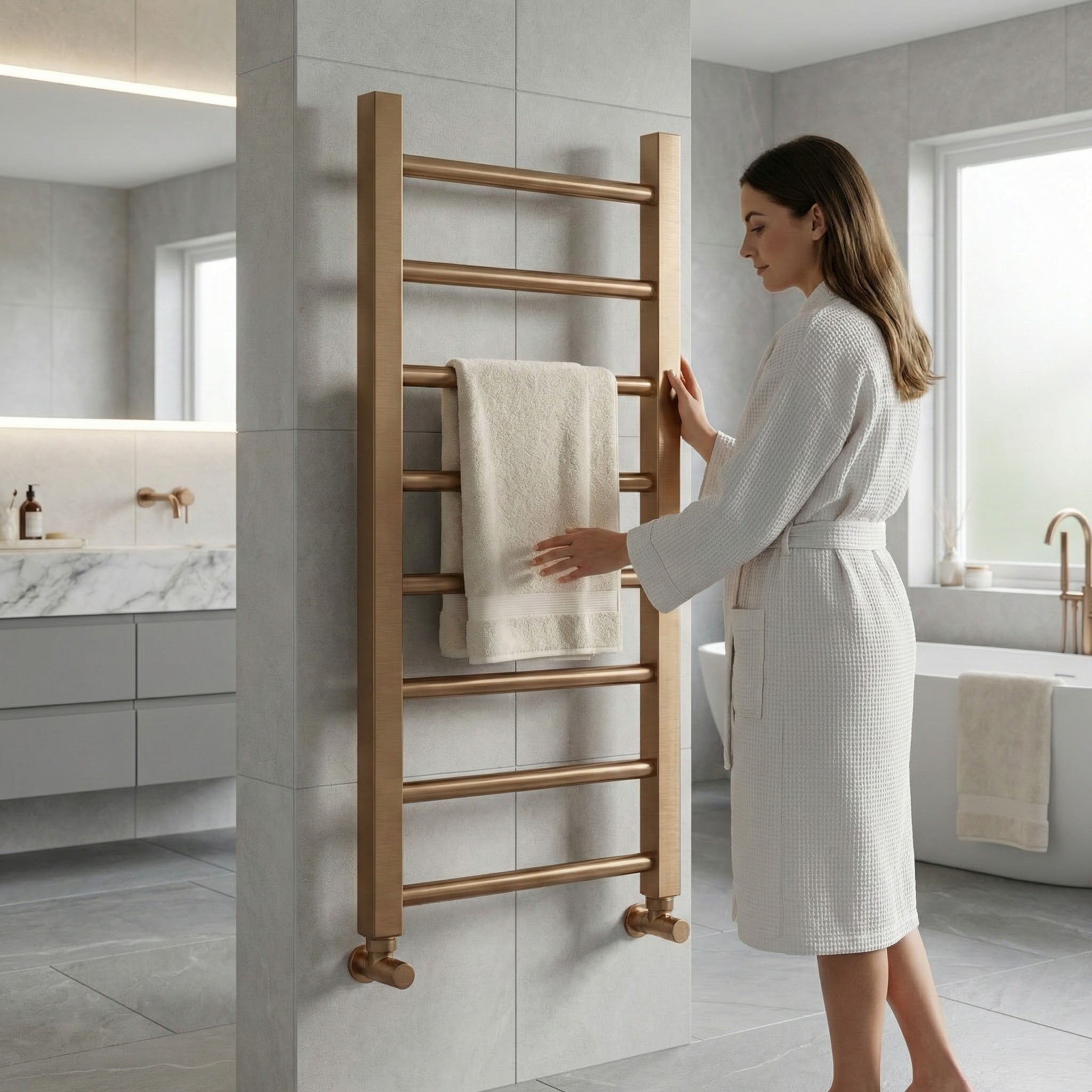 Heated Towel Rail –Bronze– 500 x 800mm – Straight Bars