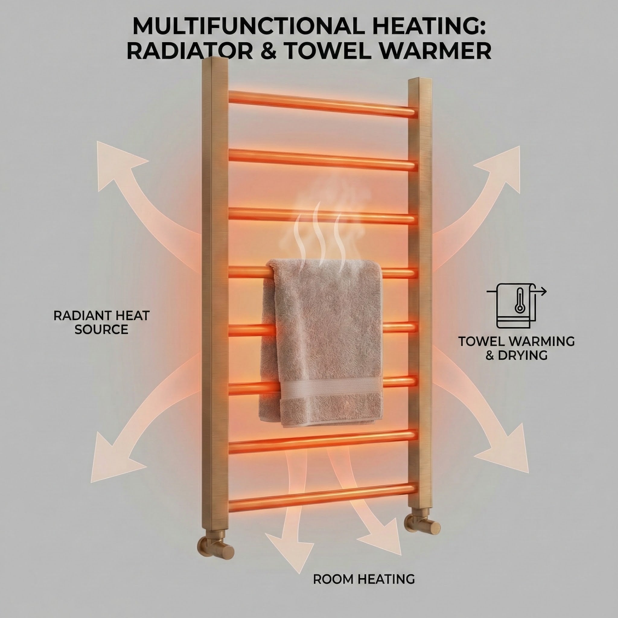 Heated Towel Rail –Bronze– 500 x 800mm – Straight Bars