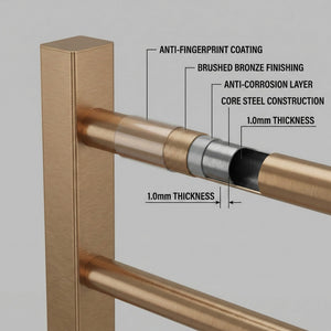 Heated Towel Rail –Bronze– 500 x 800mm – Straight Bars