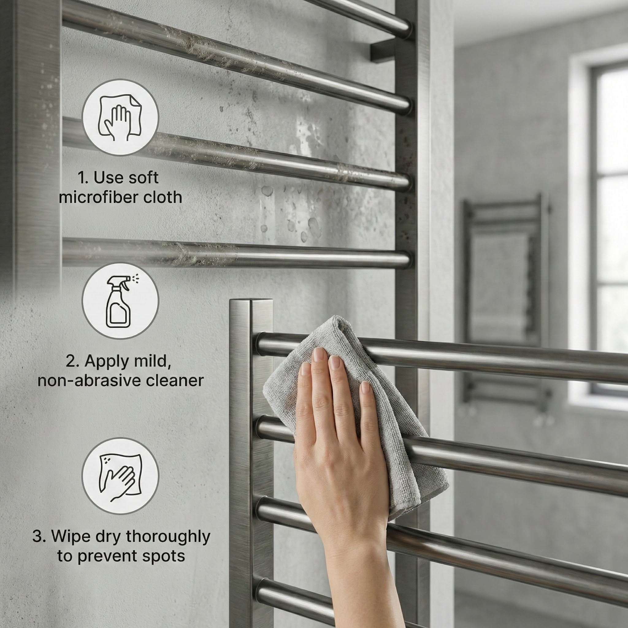 Heated Towel Rail -Gumental– 500 x 1200mm – Straight Bars