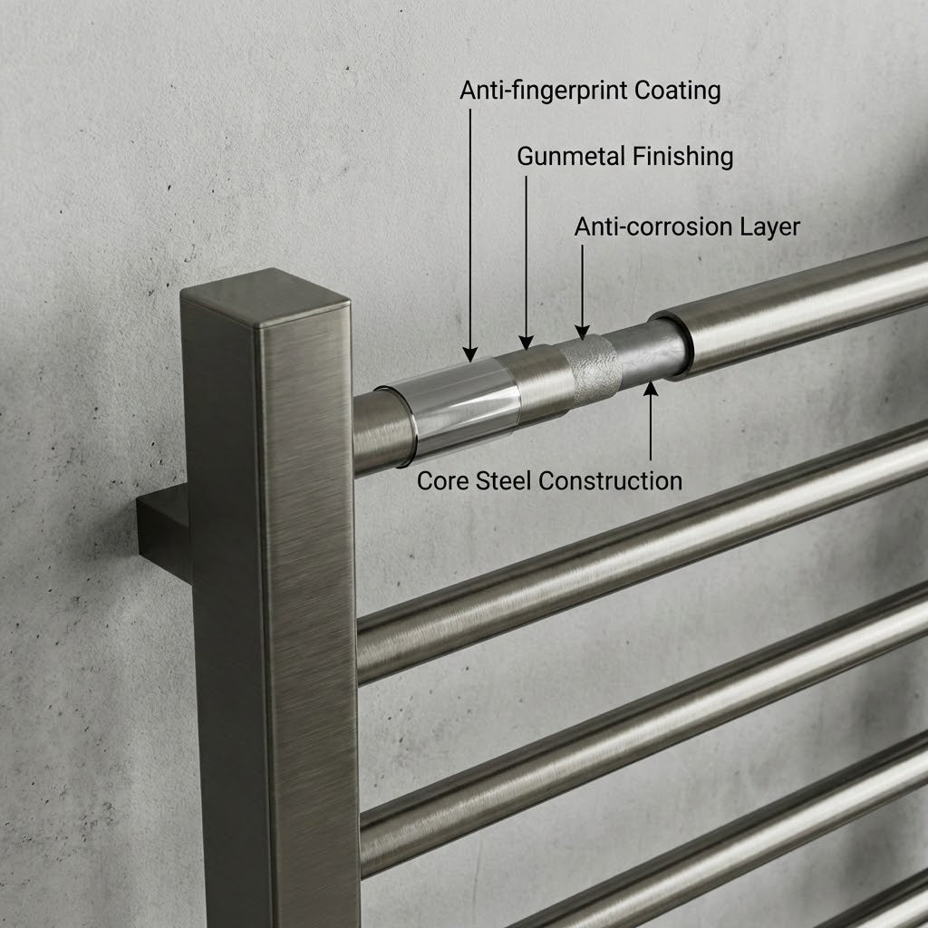 Heated Towel Rail -Gumental– 500 x 1200mm – Straight Bars
