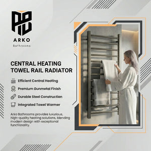 Heated Towel Rail -Gumental– 500 x 1200mm – Straight Bars