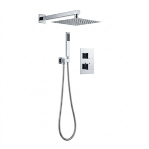 2-Way Square Concealed Thermostatic Mixer Shower Dual Dial, Twin Head – Chrome