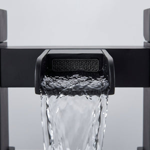 Waterfall Modern Bath Filler Taps- Black