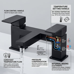 Verda Modern Bath Filler Tap – Black