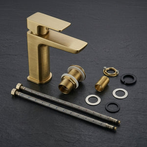 Square Basin Mixer Tap, Brass – Stylish Bathroom Sink Faucet with Single Lever