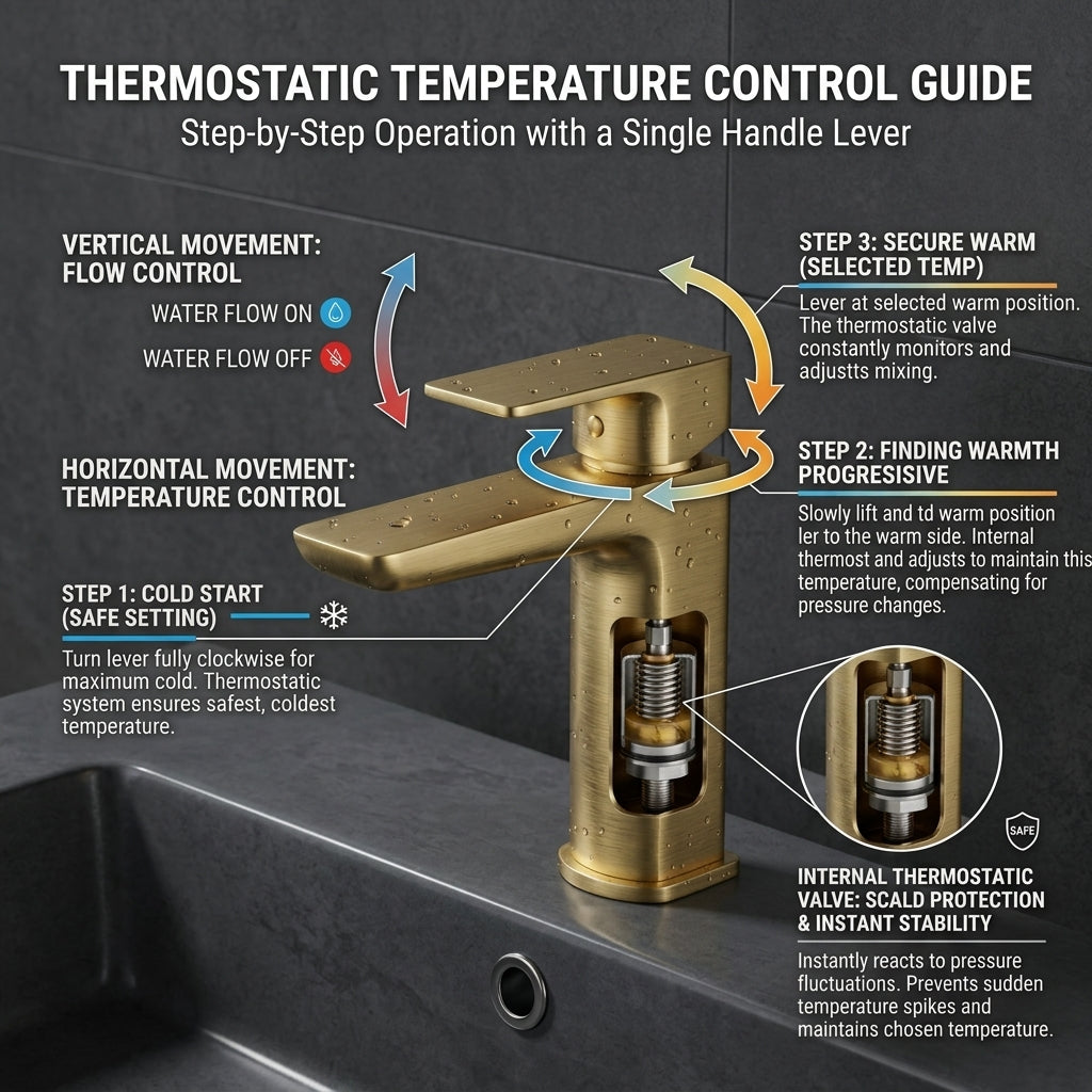 Square Basin Mixer Tap, Brass – Stylish Bathroom Sink Faucet with Single Lever
