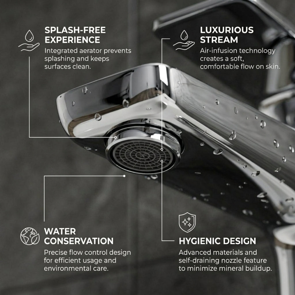 Square Basin Mixer Tap, Chrome – Stylish Bathroom Sink Faucet with Single Lever