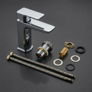 Square Basin Mixer Tap, Chrome – Stylish Bathroom Sink Faucet with Single Lever