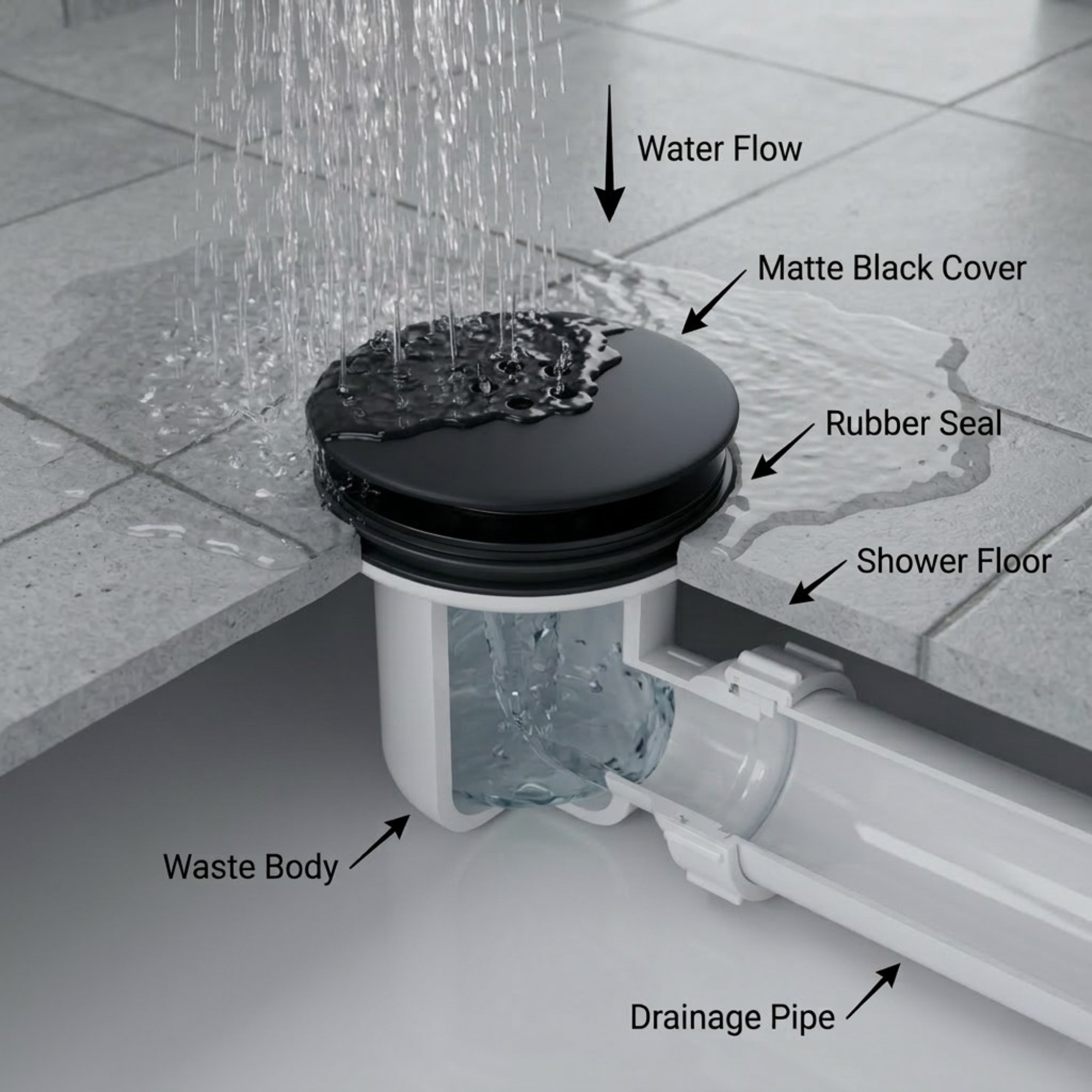Bathroom Round Thermostatic Mixer Shower with Riser Rail, Shower Waste & Twin head - Chrome