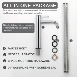 Round Tall Basin Mixer Tap Chrome Finish – Solid Brass