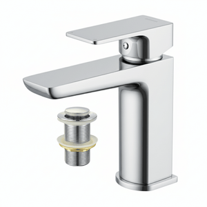 Square Basin Mixer Tap, Chrome – Stylish Bathroom Sink Faucet with Single Lever