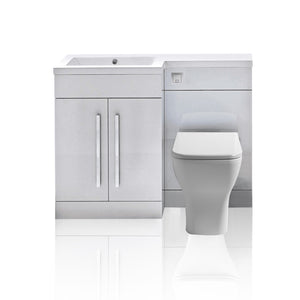 Tana 1100mm Bathroom Vanity Unit Set Basin Sink Toilet WC Right Hand Furniture Storage - White