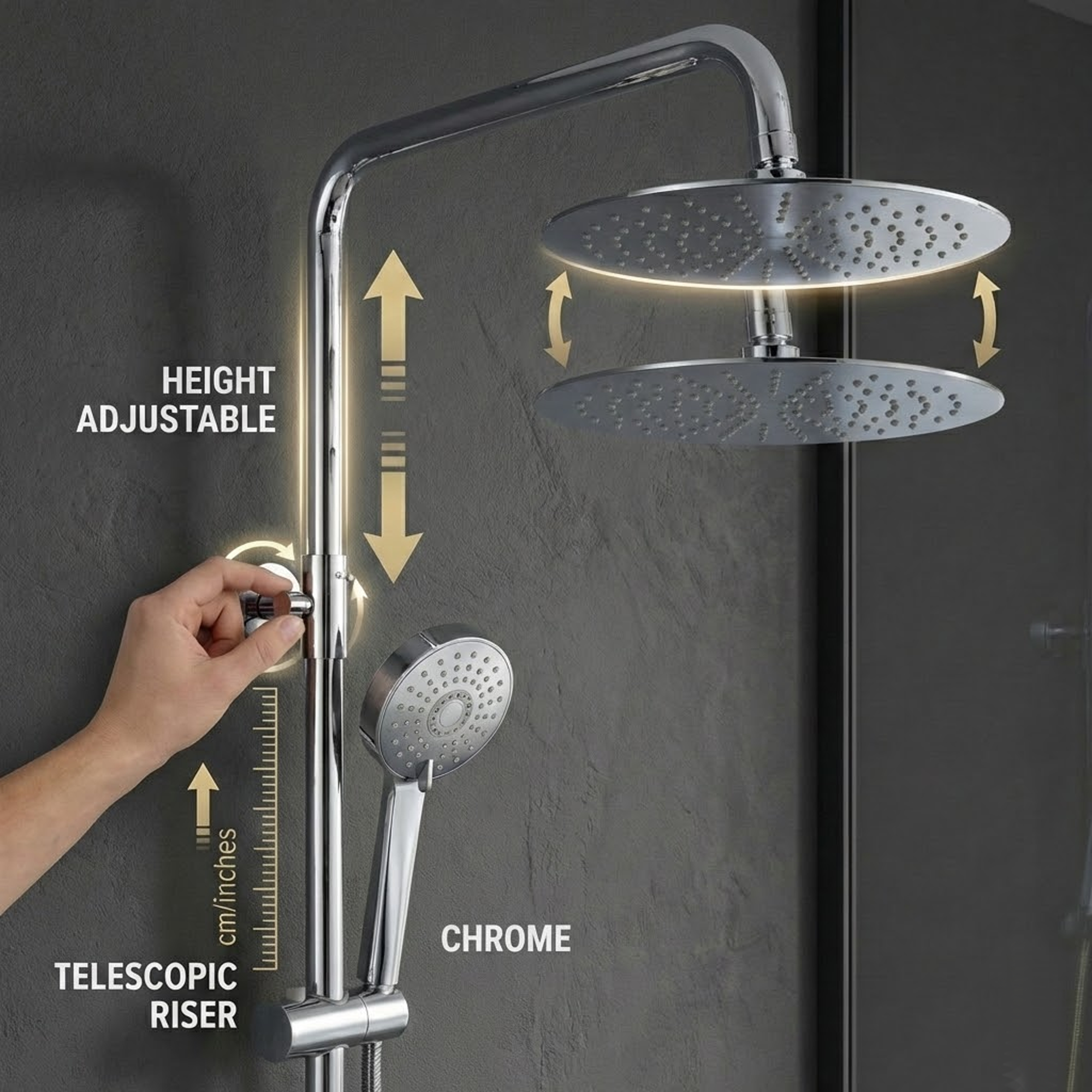 Modern Round Thermostatic Shower with Filler – Chrome