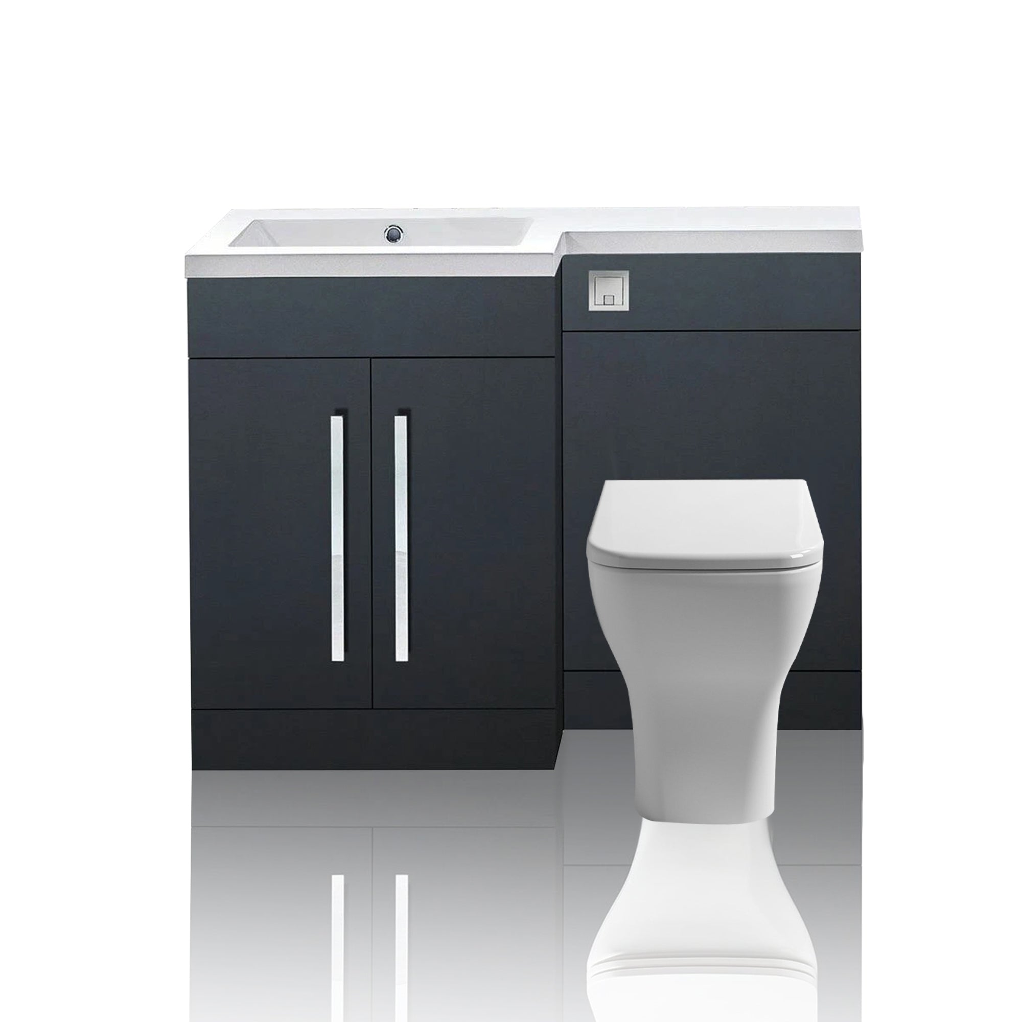 Tana 1100mm Bathroom Vanity Unit Set Basin Sink Toilet WC Right Hand Furniture Storage - Anthracite