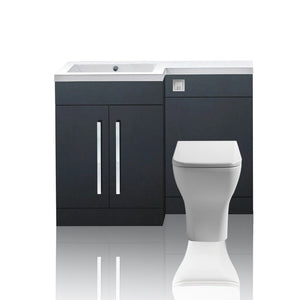 Tana 1100mm Bathroom Vanity Unit Set Basin Sink Toilet WC Right Hand Furniture Storage - Anthracite