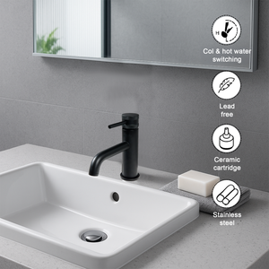 Round Mono Basin Mixer Tap – Matte Black Finish
