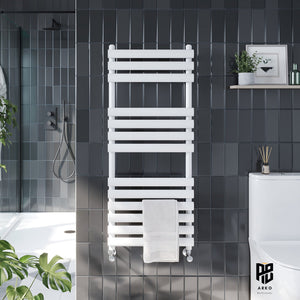 Heated Towel Rail – White – 500 x 1200mm – Straight Bars