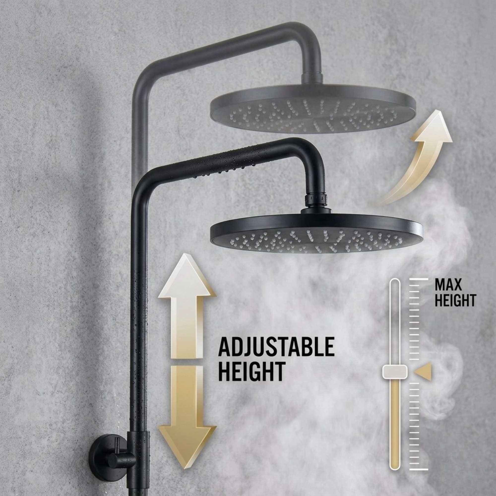 Bathroom Round Thermostatic Mixer Shower with Riser Rail, Shower Waste & Twin head - Chrome