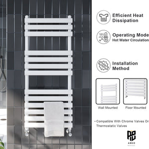 Heated Towel Rail – White – 500 x 1200mm – Straight Bars
