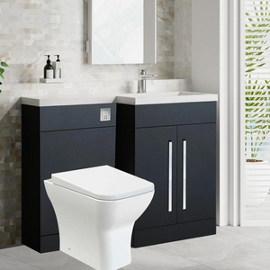 Tana 1100mm Bathroom Vanity Unit Set Basin Sink Toilet WC Right Hand Furniture Storage - Anthracite