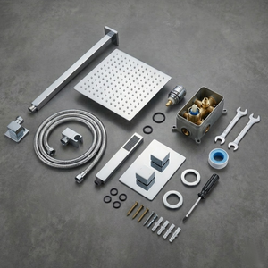2-Way Square Concealed Thermostatic Mixer Shower Dual Dial, Twin Head – Chrome