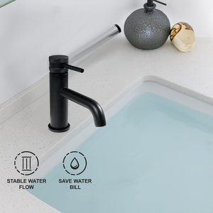 Round Mono Basin Mixer Tap – Matte Black Finish