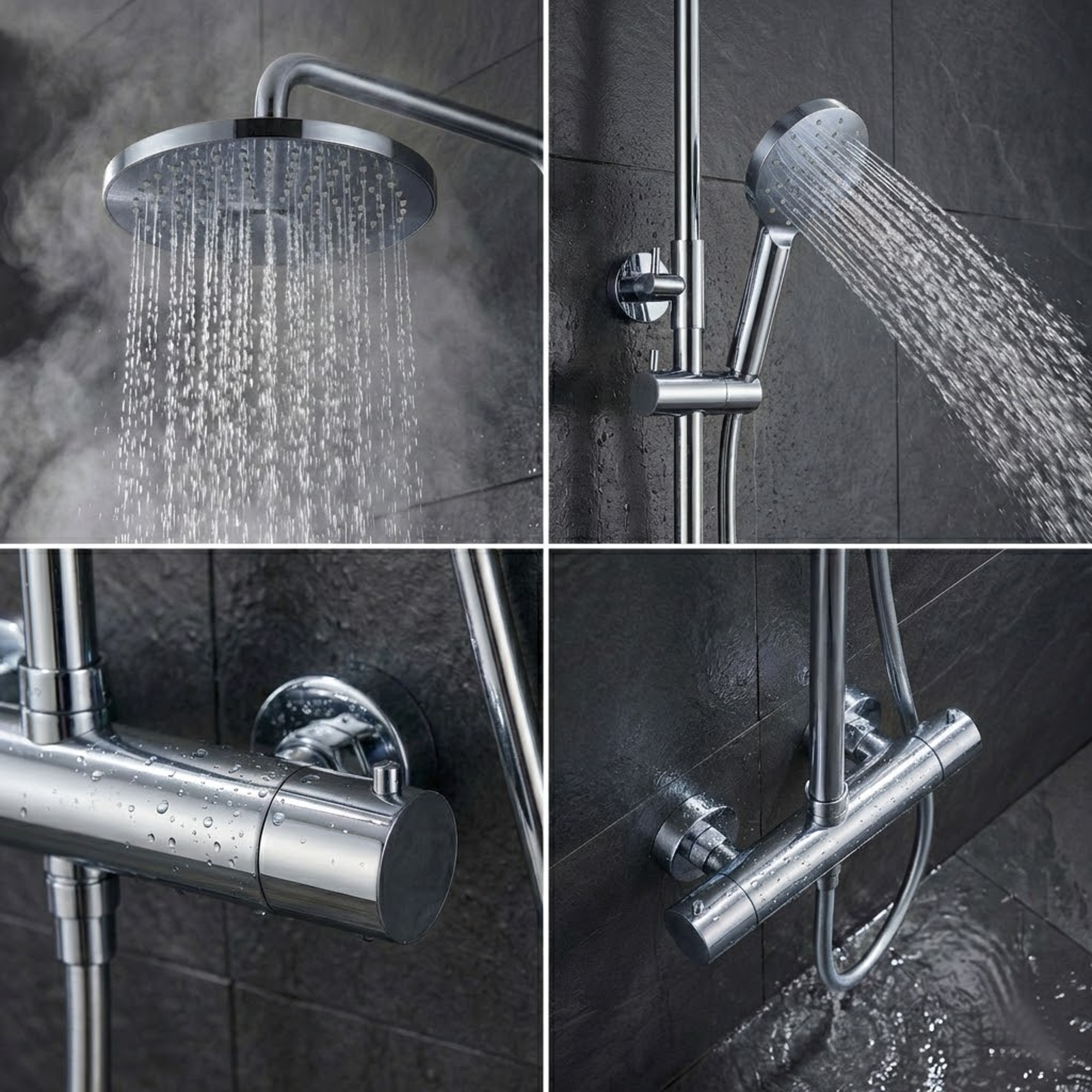 Arko Modern Round Thermostatic Shower – Chrome