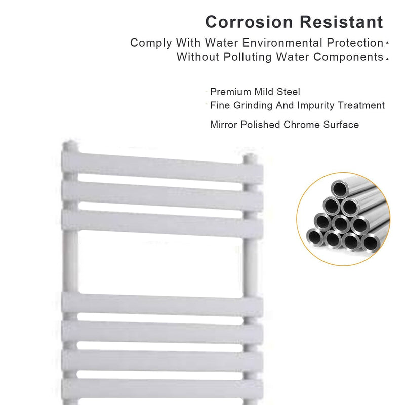 Heated Towel Rail – White – 500 x 1200mm – Straight Bars