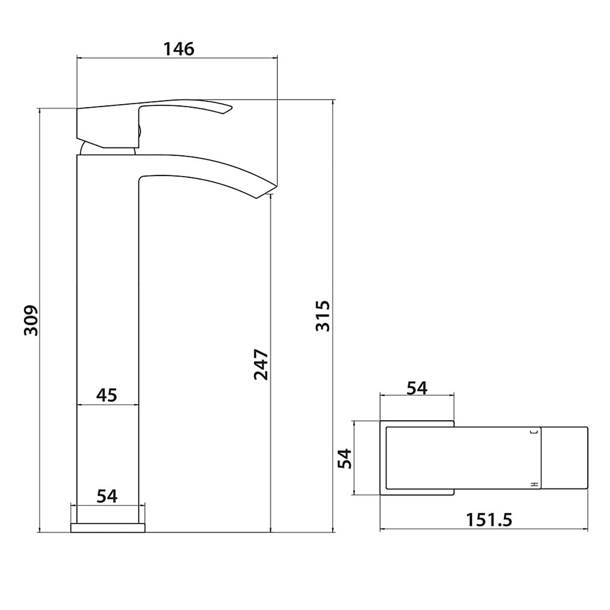 Vista Tall Basin Mixer Tap High Rise – Chrome Finish