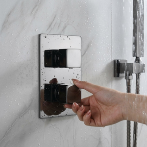 2-Way Square Concealed Thermostatic Mixer Shower Dual Dial, Twin Head – Gunmetal