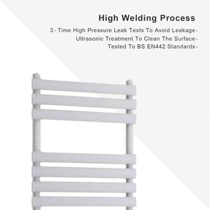 Arko Heated Towel Rail – 500 x 800mm – Straight Bars –White